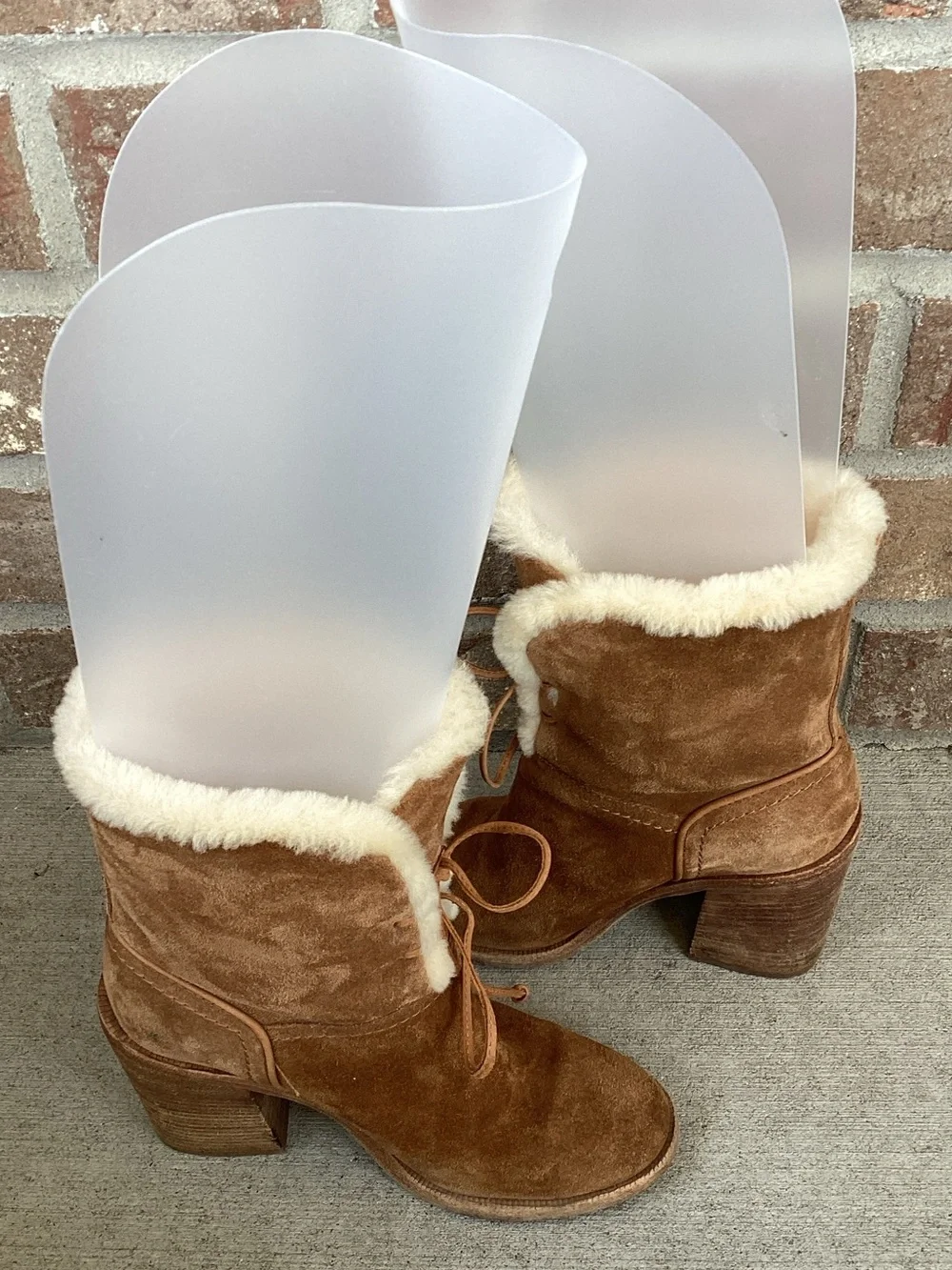 UGG Chestnut Brown Suede Shearling-Lined Lace-Up Ankle Boots